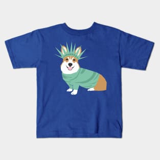 Statue of Liberty Corgi Kids T-Shirt